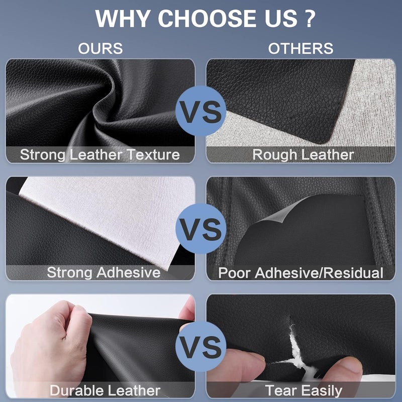 Yikda Self Adhesive Leather Repair Patch Kit, 31.4 in x 16 in Large Vinyl Leather Repair Tape for Furniture, Car Seat, Couch, Sofa, Chair Black - Image 5
